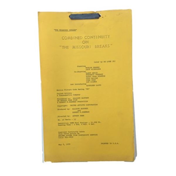 The Missouri Breaks Marlon Brando Script