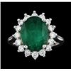 Image 2 : 5.73 ctw Emerald and Diamond Ring - 14KT White Gold