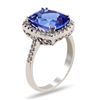 Image 2 : 4.39 ctw Tanzanite and 0.29 ctw Diamond 18K White Gold Ring