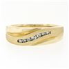 Image 1 : Mens 14k Yellow Gold .18 ctw Round Diamond Wavy Channel Matte & Polished Band Ri