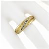 Image 3 : Mens 14k Yellow Gold .18 ctw Round Diamond Wavy Channel Matte & Polished Band Ri