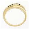 Image 5 : Mens 14k Yellow Gold .18 ctw Round Diamond Wavy Channel Matte & Polished Band Ri