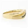 Image 7 : Mens 14k Yellow Gold .18 ctw Round Diamond Wavy Channel Matte & Polished Band Ri