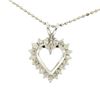 Image 1 : 14k White Gold 0.40 ctw Round Brilliant Diamond Open Heart Pendant 16" Bead Chai