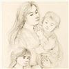 Image 2 : "Robert with Mother and Sister" Limited Edition Lithograph by Edna Hibel (1917-2