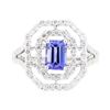 Image 2 : 2.24 ctw Emerald Cut Step Tanzanite And Round Brilliant Cut Diamond Ring - 14KT