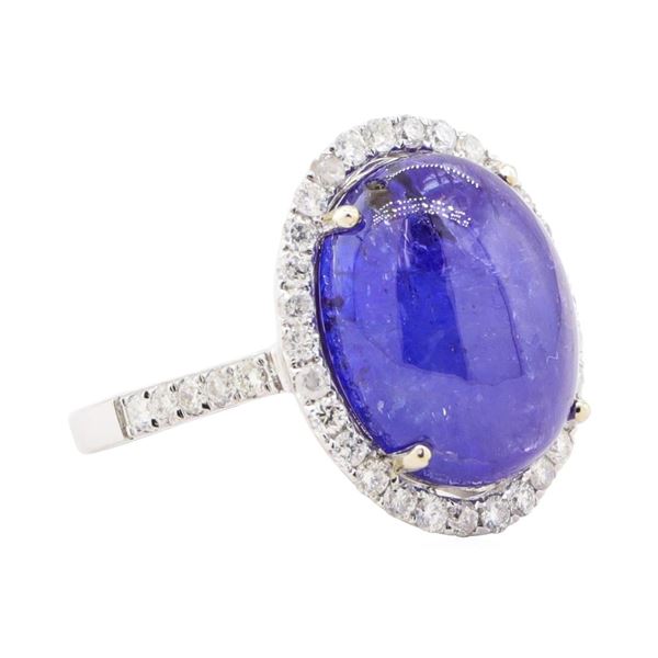 13.60 ctw Tanzanite And Diamond Ring - 14KT White Gold