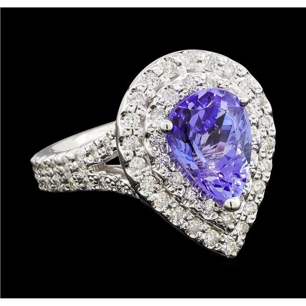 2.70 ctw Tanzanite and Diamond Ring - 14KT White Gold