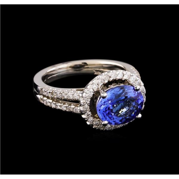 2.35 ctw Tanzanite and Diamond Ring - 14KT White Gold