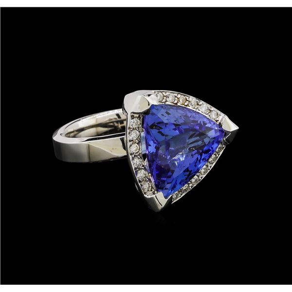 9.02 ctw Tanzanite and Diamond Ring - 14KT White Gold