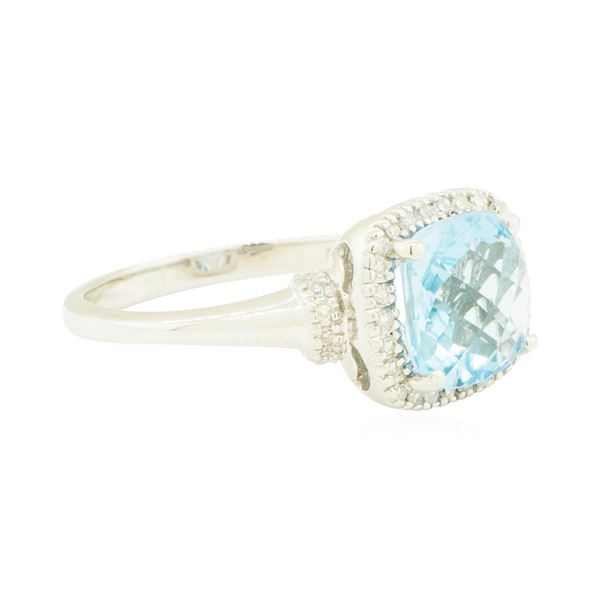 2.20 ctw Blue Topaz and Diamond Ring - 14KT White Gold