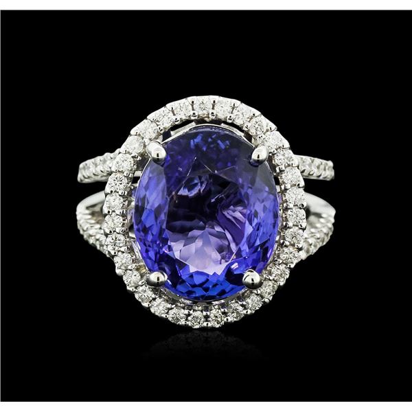 14KT White Gold 7.20 ctw Tanzanite and Diamond Ring