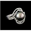 Image 1 : 14KT White Gold Pearl and Diamond Ring