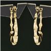 Image 2 : 14K Solid Yellow Gold Puffed Polished Scalloped Flower Snap Hoop Earrings