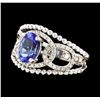 Image 1 : 1.38 ctw Tanzanite and Diamond Ring - 14KT White Gold