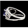 Image 3 : 1.38 ctw Tanzanite and Diamond Ring - 14KT White Gold