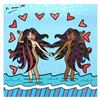 Image 1 : Britto, "Gemini Girls (Black)" Hand Signed Limited Edition Giclee on Canvas; Aut