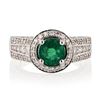 Image 1 : 0.95 ctw Emerald and 1.13 ctw Diamond 14K White Gold Ring