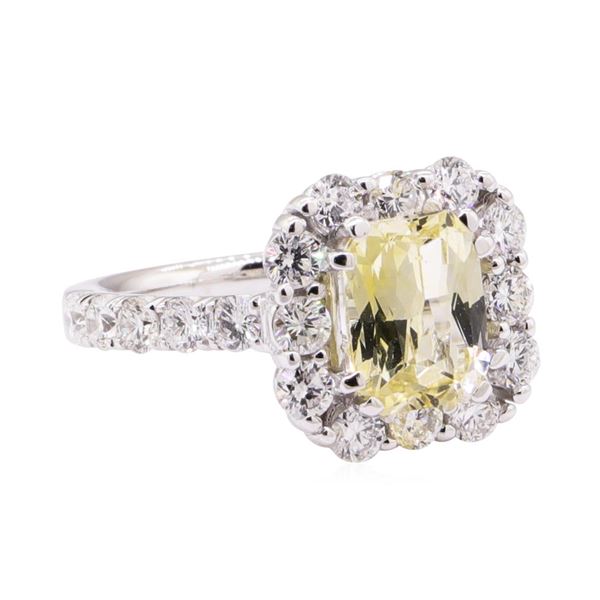 3.19 ctw Yellow Topaz And Diamond Ring - 18KT White Gold