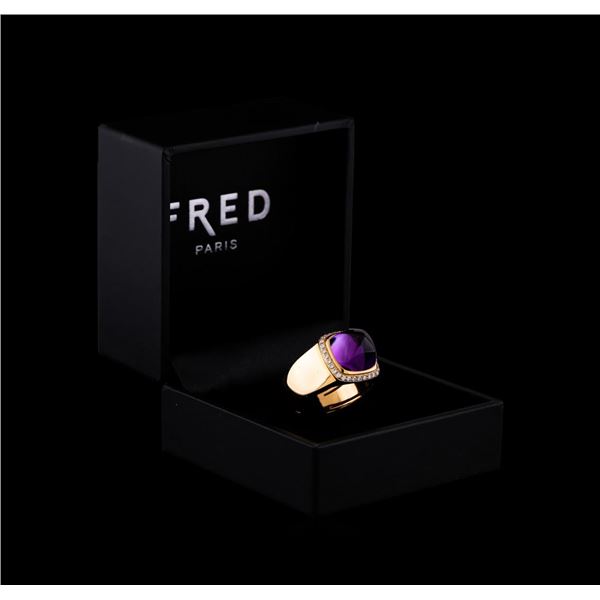 Fred of Paris Pain De Sucre Amethyst and Diamond Ring - 18KT Pink Gold