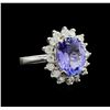 Image 1 : 3.58 ctw Tanzanite and Diamond Ring - 14KT White Gold