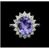 Image 2 : 3.58 ctw Tanzanite and Diamond Ring - 14KT White Gold