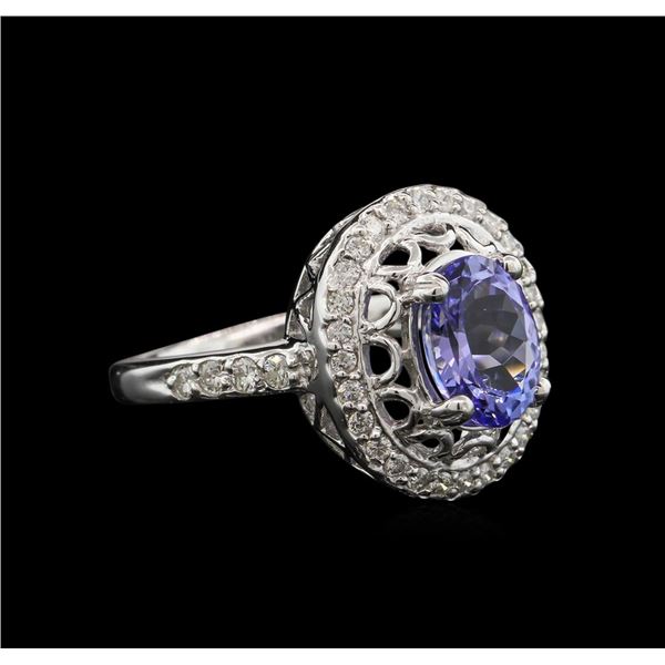 2.10 ctw Tanzanite and Diamond Ring - 14KT White Gold