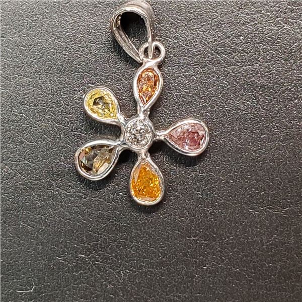 14K NATURAL FANCY DIAMOND(0.95CT) DIAMOND(0.05CT) PENDANT