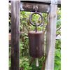 Image 1 : Metal Wind Bell, Red & Brown, Maker's Mark, 6.5" Dia, 27"H