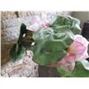 Image 2 : Textured Ceramic Vase On Wood Pedestal w/Silk Lotus Flower, Signed by Artist 26” Tall