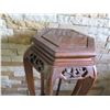 Image 2 : Hexagon Wooden Stand w/Filigree Carving & Curved Legs, 14" Dia 32"H