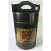 Image 1 : Asian Wooden Rice/Water Bucket w/Floral Design 8"W, 18"H