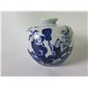 Image 8 : Qty 2 Asian Blue and White Ceramic Jars 4" H, 5" Dia