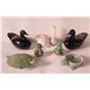 Image 1 : Qty 7 Ceramic Animal Figurines, Black Ducks Covered Dish