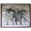 Image 1 : Framed Art: Watercolor, Black & White, Signed by Artist 41.5" x 34"