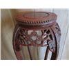 Image 4 : Round Wooden Stand w/Filigree Carving & Curved Legs 10"Dia