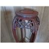 Image 5 : Round Wooden Stand w/Filigree Carving & Curved Legs 10"Dia