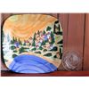 Image 1 : Ann Skelly Handpainted Ceramic Plate 15" & Glass Etched Floral Plate 6"