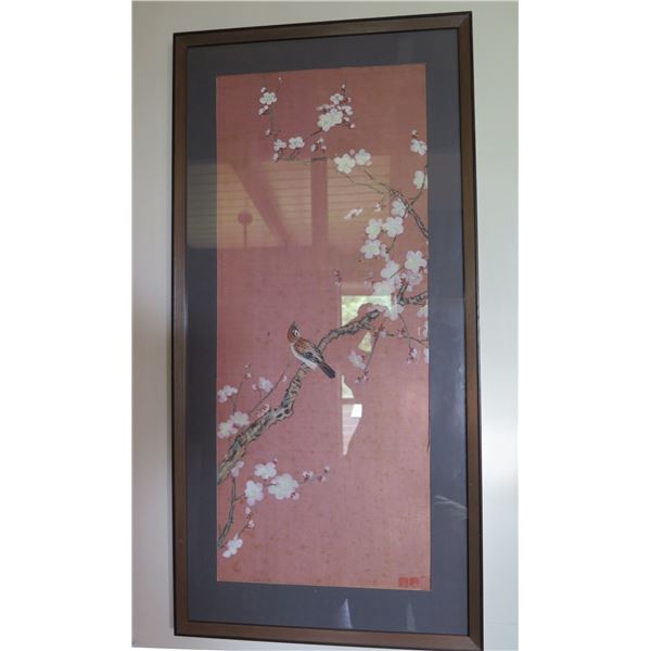 Framed Chinese Silk Painted Art, Maker's Mark