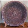 Image 1 : Cinnabar Ceramic Platter w/Engraved Floral Design, Maker's Mark, 14"Dia