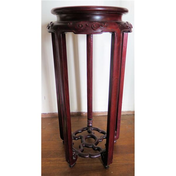 Round Wooden Stand w/Filigree, Straight Legs 11"Dia, 26"H