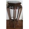 Image 1 : Hexagon Wooden Stand w/ Carving, Curved Legs 12" W 32"Tall