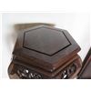 Image 2 : Hexagon Wooden Stand w/ Carving, Curved Legs 12" W 32"Tall