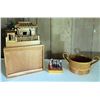 Image 1 : Pagoda Model w/ Wood Box, Peter Blay Wooden Pegs, Wooden Bowl w/ Handles