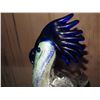 Image 10 : Murano Glass Parrot, Blue/Aqua/Silver Flecked 13" Tall