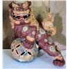 Image 1 : Chinese Ceramic Painted Fu Dog on Ball 10" Tall