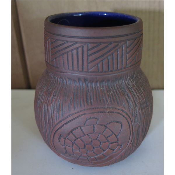 Clay Inscribed Water Cup, Maker's Mark "Six Nations" 3.5" Tall