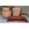 Image 1 : 2 Clay Pottery, Small Bowl, Serving Tray - Maker's Mark (Pots 10"H, Tray 14"L)
