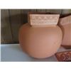 Image 2 : 2 Clay Pottery, Small Bowl, Serving Tray - Maker's Mark (Pots 10"H, Tray 14"L)