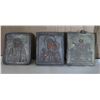 Image 1 : Qty 3 Religious Metal Etched Pendants, 1.5"W